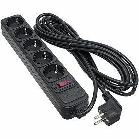 Мережевий фільтр 5 РОЗЕТОК BLACK 5.0 м, 3*1мм2 SP-1055 PATRON