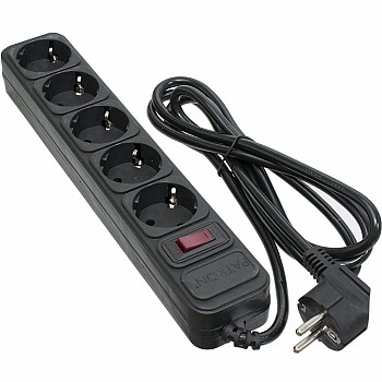 Мережевий фільтр 5 РОЗЕТОК BLACK 1.8 м, 3*1мм2 SP-1052 PATRON