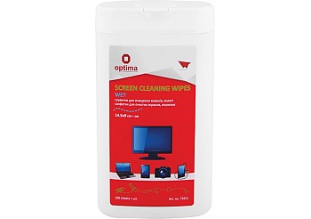 Серветки для чищення екранів, вологі, 100 шт., плоска туба