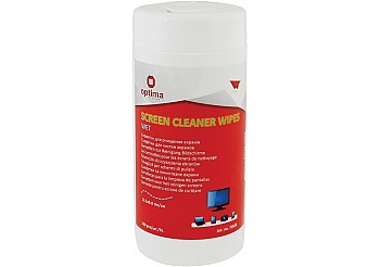 Серветки для очищення екранів Optima NEO, вологі, 100 шт., кругла туба